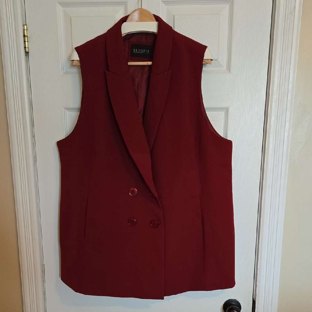 Eloquii Women's Deep Red Sleeveless Vest